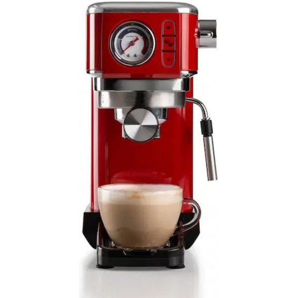 Ariete Perfetto Slim Μηχανή Espresso 1300W Πίεσης 15bar Κόκκινη 1381/33