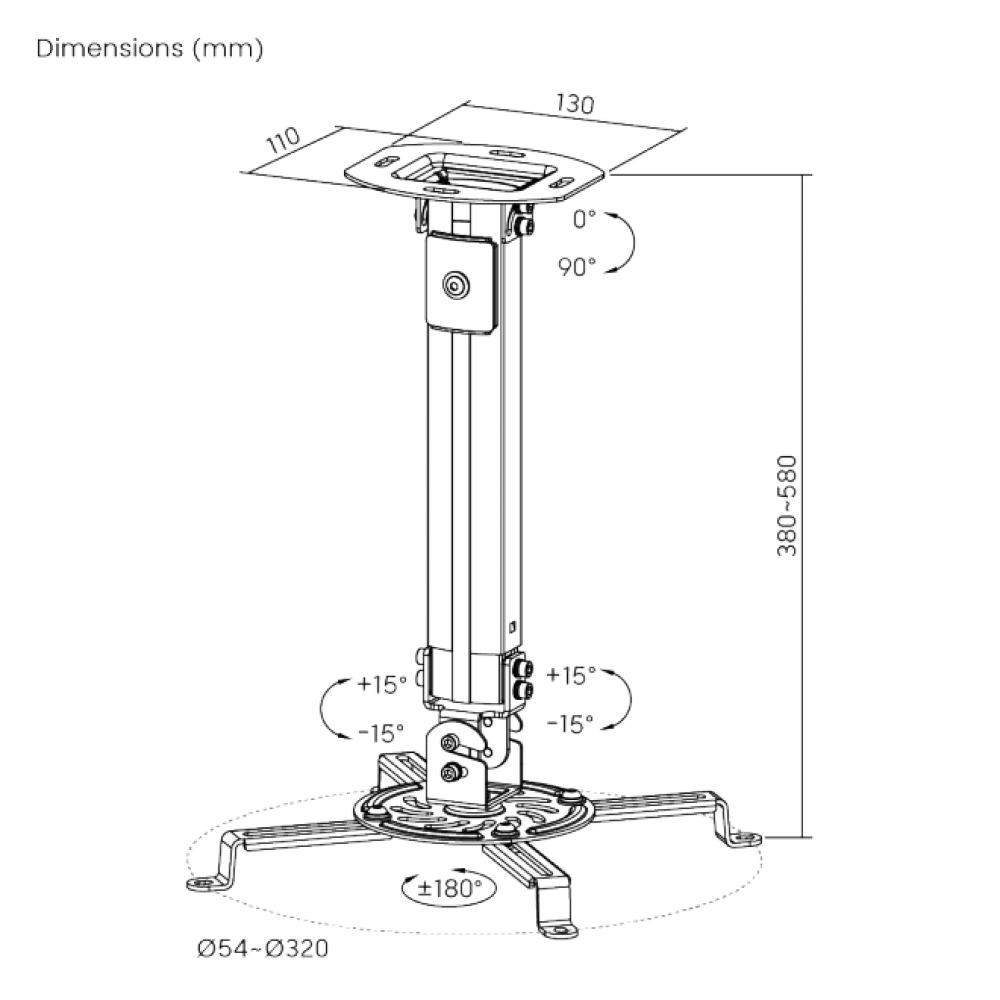 Brateck PRB-18S Projector Stand Οροφής Black Brateck PRB-18S Projector Stand Οροφής Black