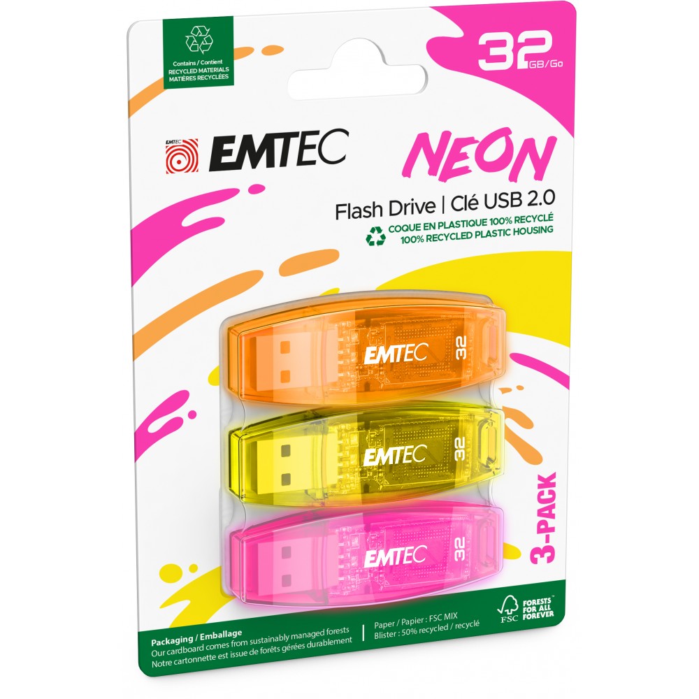 Emtec C410 32GB P3 Neon USB 2.0 3 pack Emtec C410 32GB P3 Neon USB 2.0 3 pack