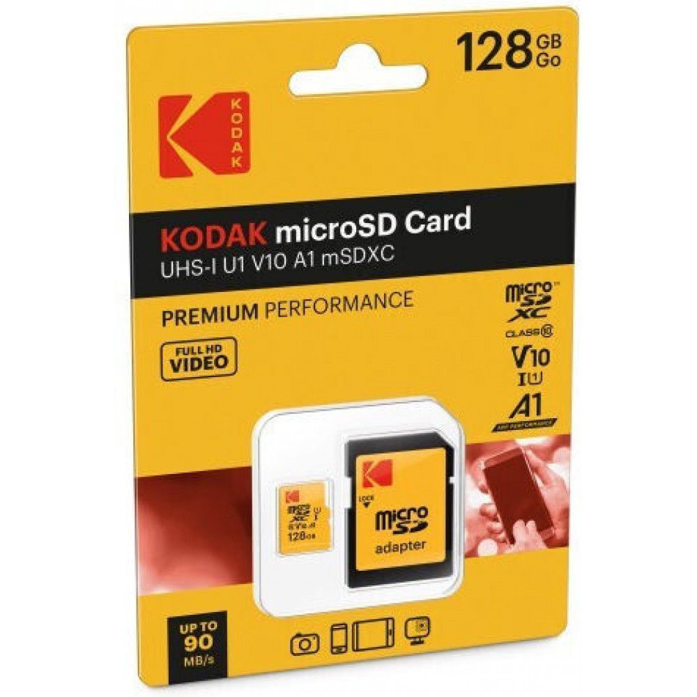 Kodak Micro SDHC 128GB U1 V10 UHS-I 85MB/s with Adapter Kodak Micro SDHC 128GB U1 V10 UHS-I 85MB/s with Adapter
