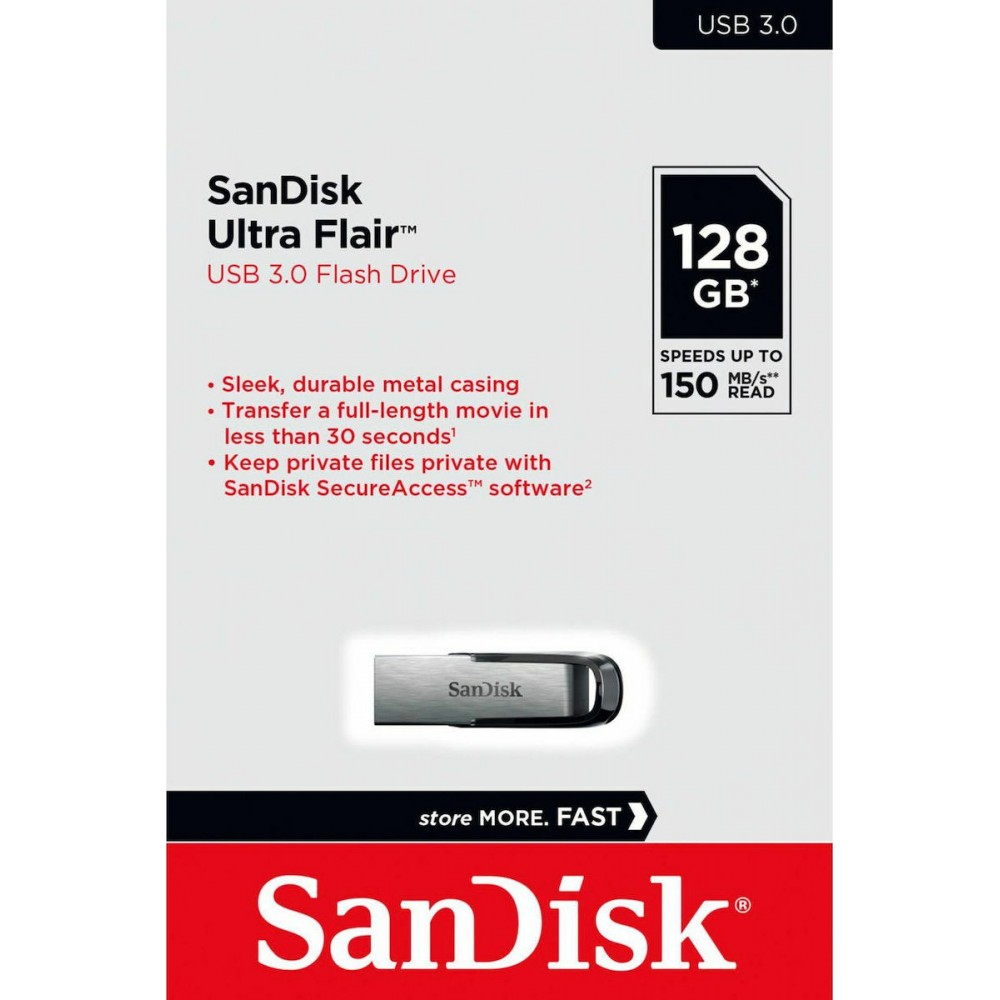 Sandisk Ultra Flair 128GB USB 3.0 Μαύρο Sandisk Ultra Flair 128GB USB 3.0 Μαύρο
