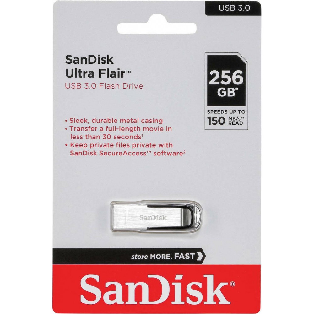 Sandisk Ultra Flair 256GB USB 3.0 Μαύρο Sandisk Ultra Flair 256GB USB 3.0 Μαύρο