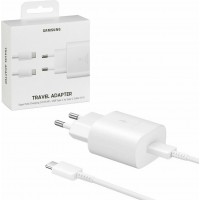 Samsung Φορτιστής με Θύρα USB-C και Καλώδιο USB-C 25W Λευκός (Travel Adapter 25W EP-TA800XWEGWW) (Retail)