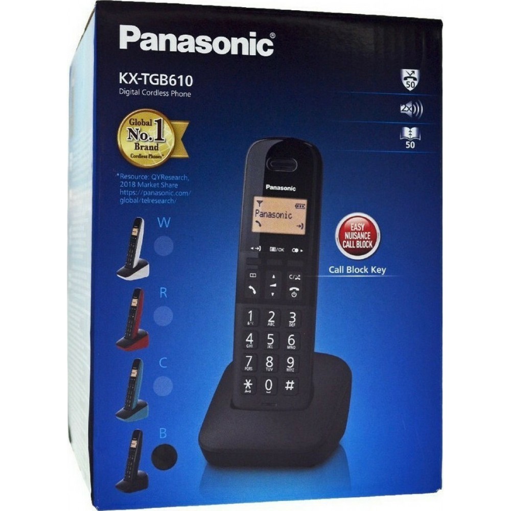 Panasonic KX-TGB610JTB Ασύρματο Τηλέφωνο Μαύρο Ελληνικό Μενο΄ύ
