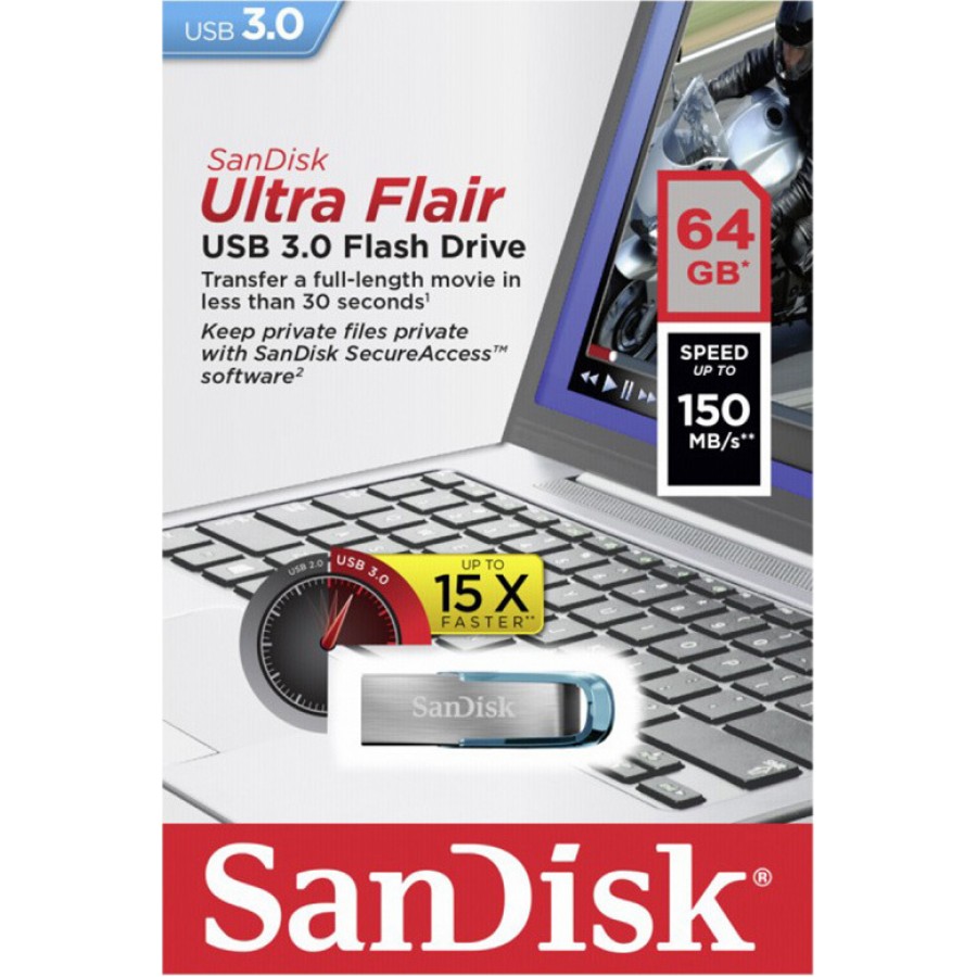 Sandisk Ultra Flair 64GB USB 3.0 Blue