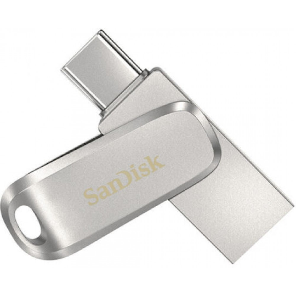 Sandisk Ultra Dual Drive Luxe 64GB USB 3.1 Stick με σύνδεση USB-C Ασημί SDDDC4-064G-G46