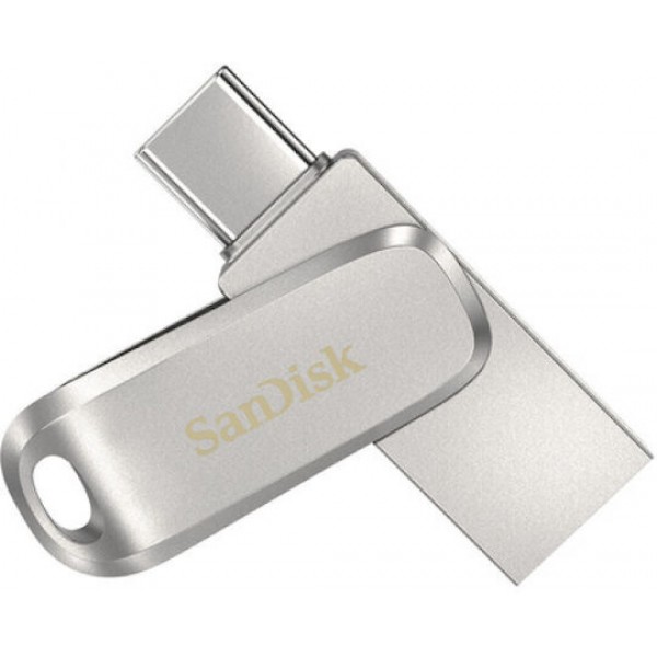 Sandisk Ultra Dual Drive Luxe 64GB USB 3.1 Stick με σύνδεση USB-C Ασημί SDDDC4-064G-G46