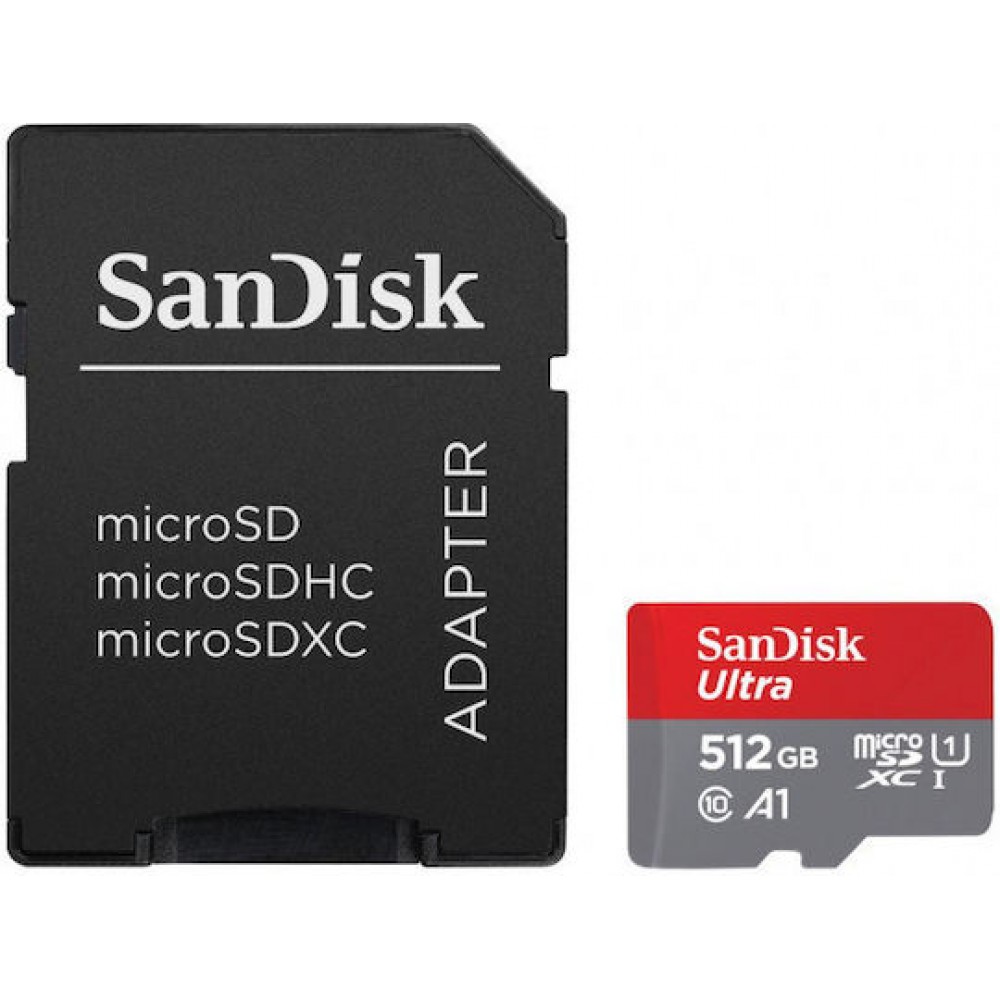 Sandisk Ultra Android microSDXC 512GB Class 10 A1 150MB/s με Adapter - SDSQUAC-512G-GN6MA Sandisk Ultra Android microSDXC 512GB Class 10 A1 150MB/s με Adapter - SDSQUAC-512G-GN6MA