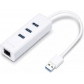 TP-LINK UE330 v3 USB 3.0 Hub 3 Θυρών με σύνδεση USB-A / Ethernet Λευκό (UE330)
